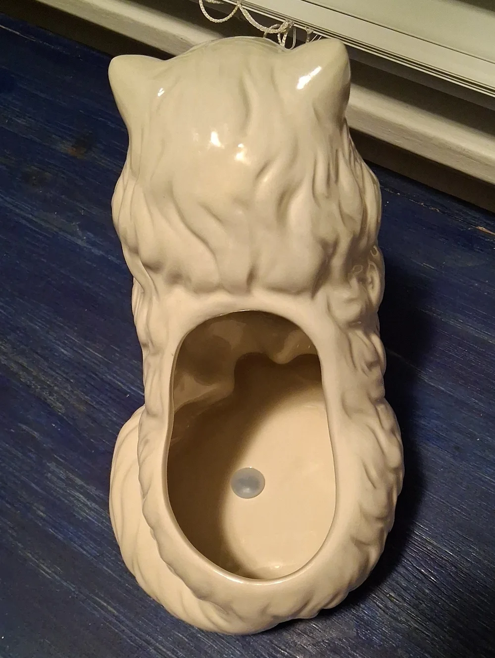 Ceramic White Cat Planter with Pastel Bow